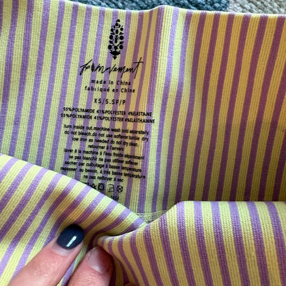 FP Movement by Free People Yellow and Lavender Striped Bike Shorts Set - Picture 2 of 4